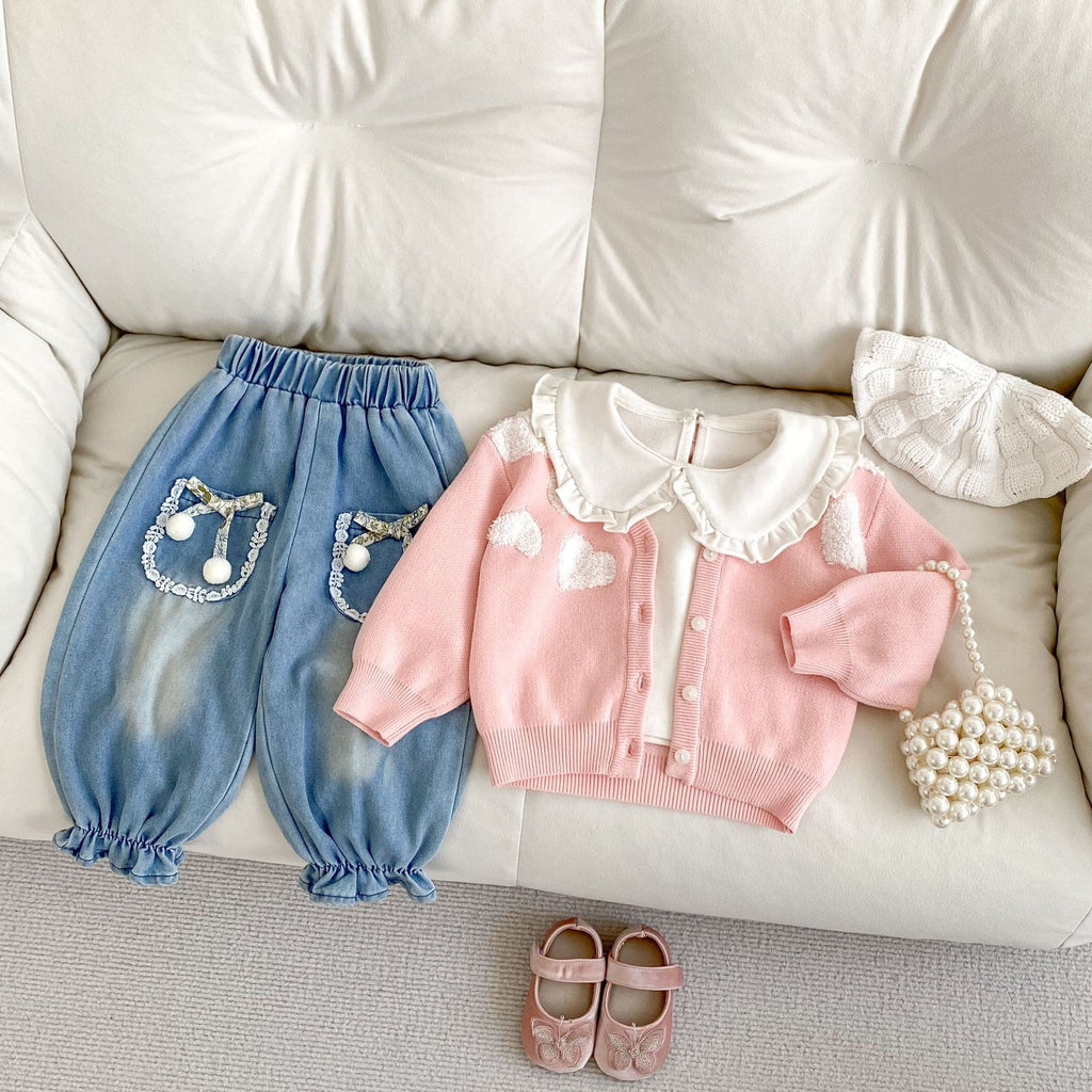 Children's Knitted Cardigan with Love Buttons