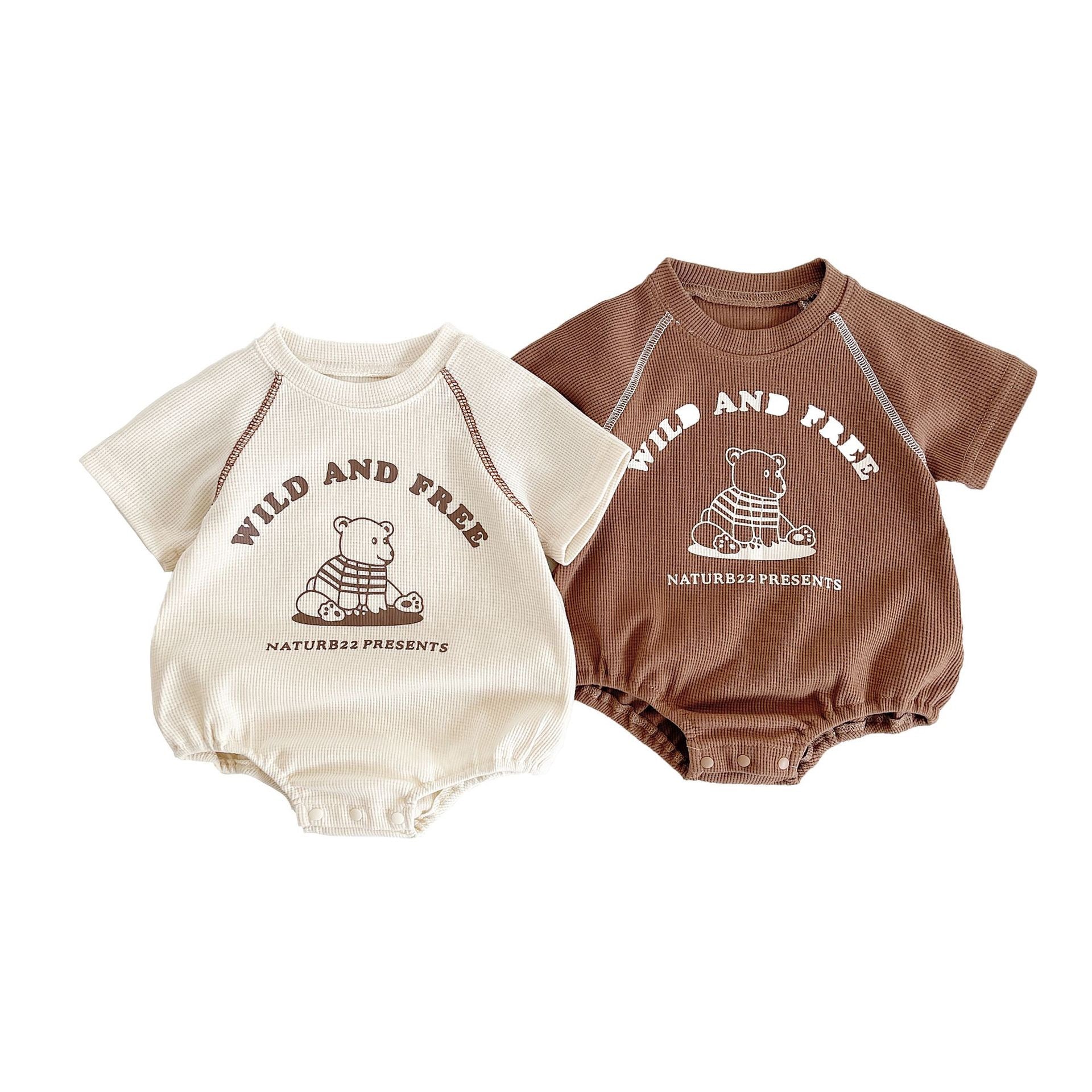 Baby Summer Bodysuit with Teddy Bear Design