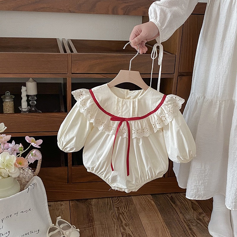 Women's Bodysuit/Dress with Lace and Bow