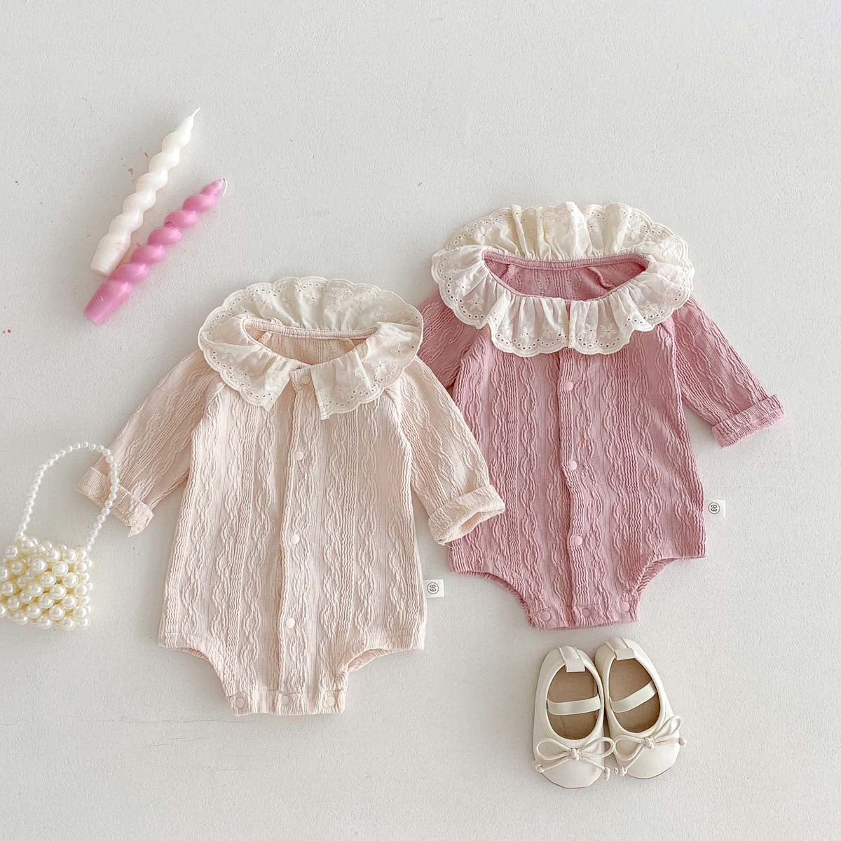 Baby Bodysuit with Lace Collar