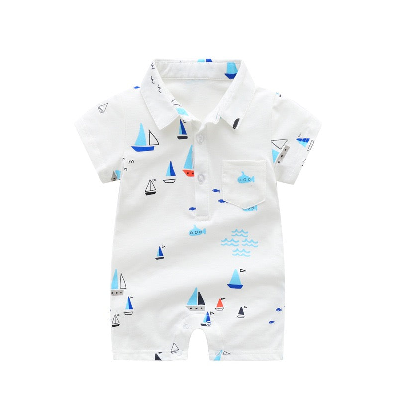 Children's Romper with Prints and Pockets