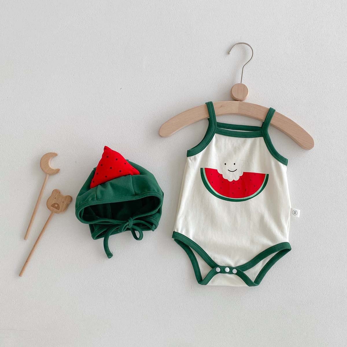Watermelon Jumpsuit Hat 2pcs Baby Rompers