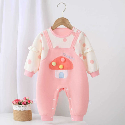 Baby Girl Cute Mushroom Ruffled Romper