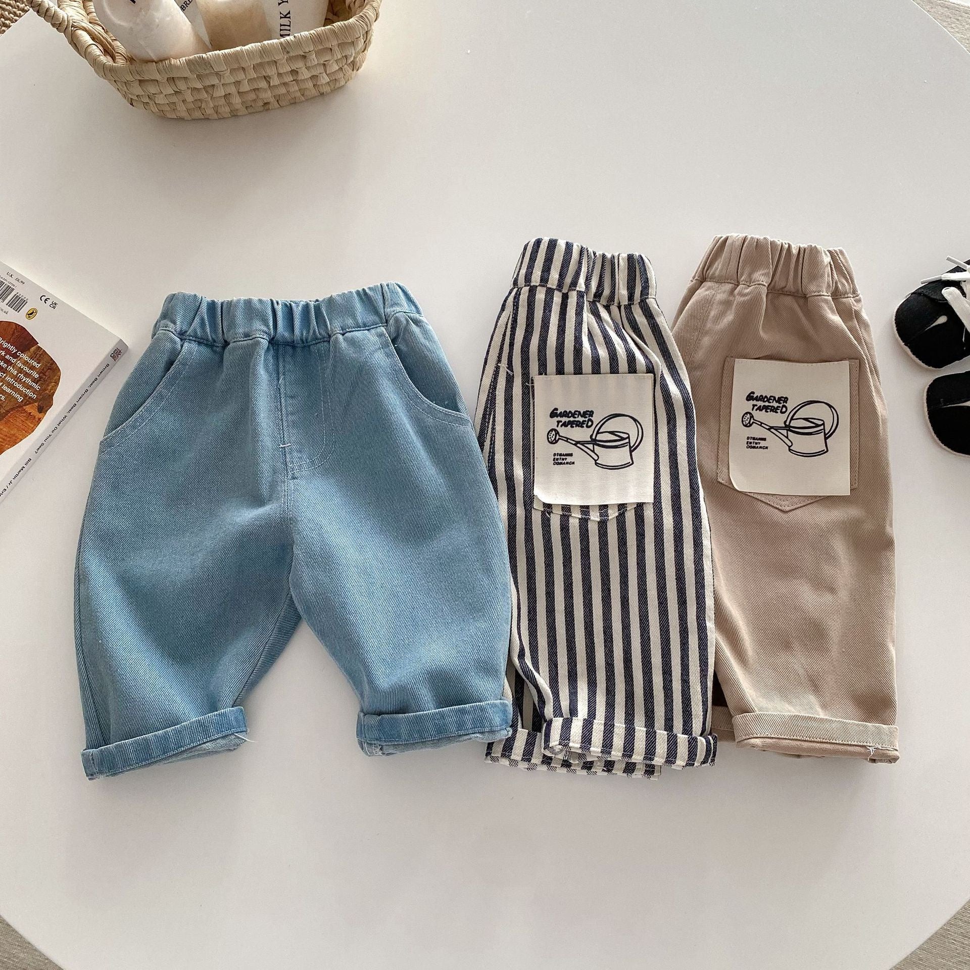Kids Striped Jeans Casual Pants