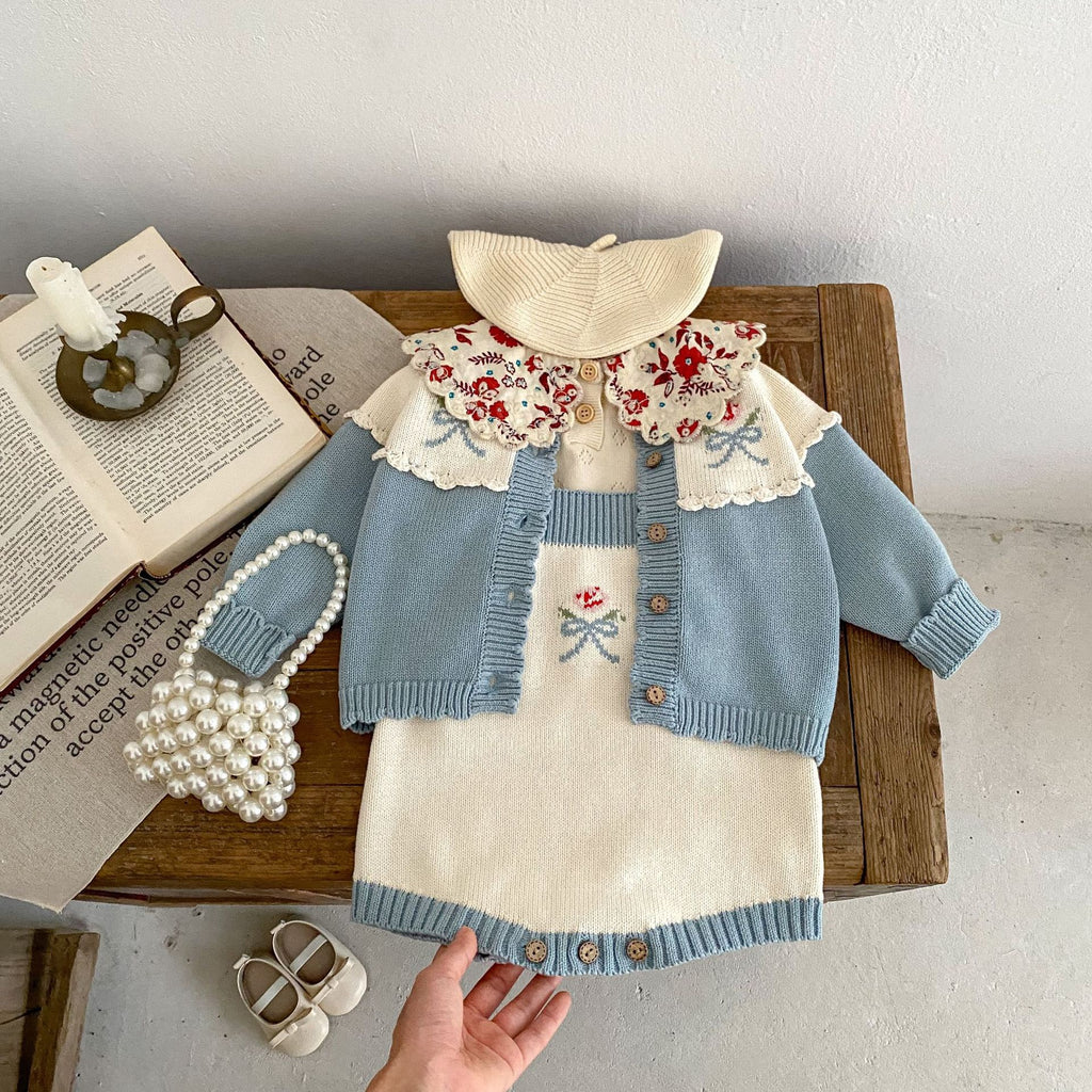 Children's Knitted Set with Bows, 2 Pieces