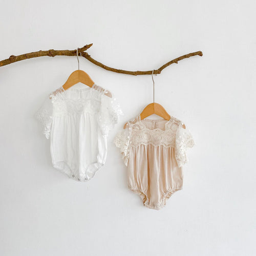 Baby Bodysuit with Lace Tulle Sleeves