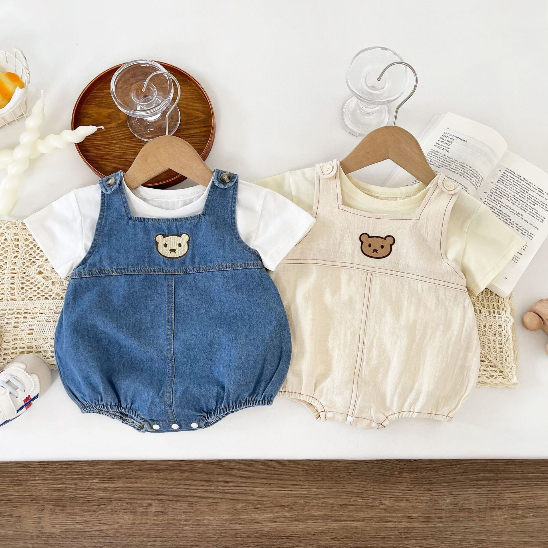 Children's Teddy Bear Overalls Set