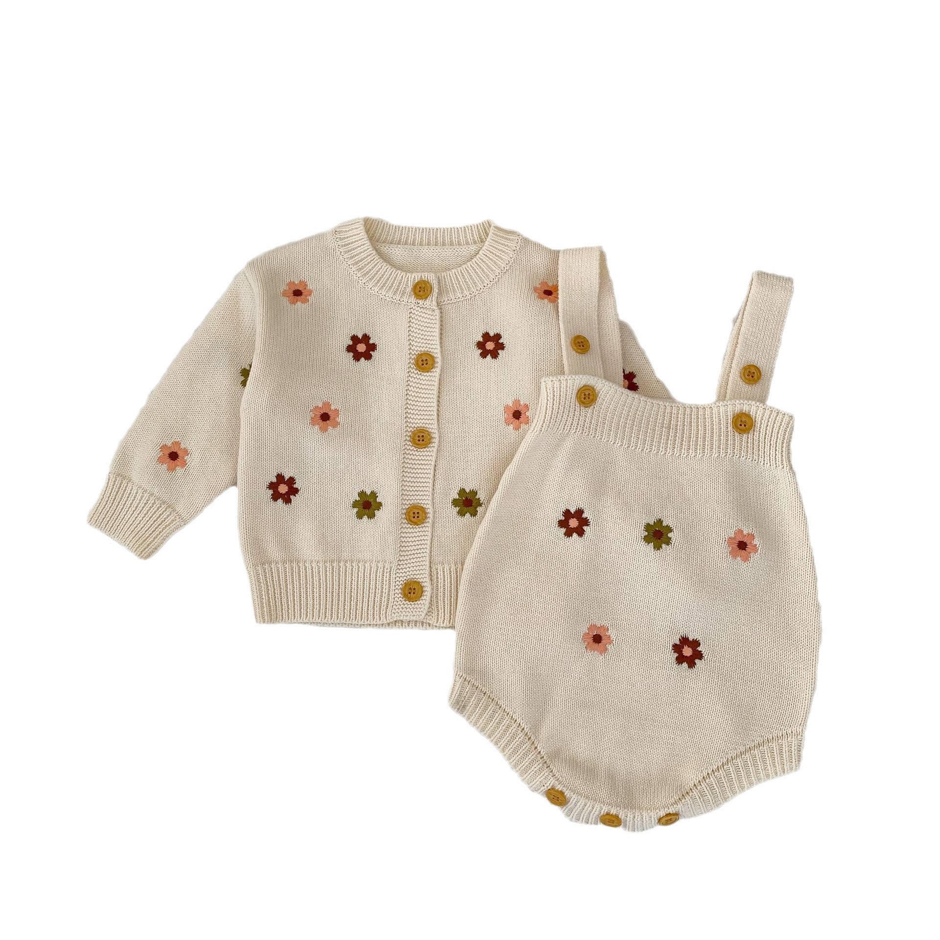 Children's Knitted Set with Little Flowers