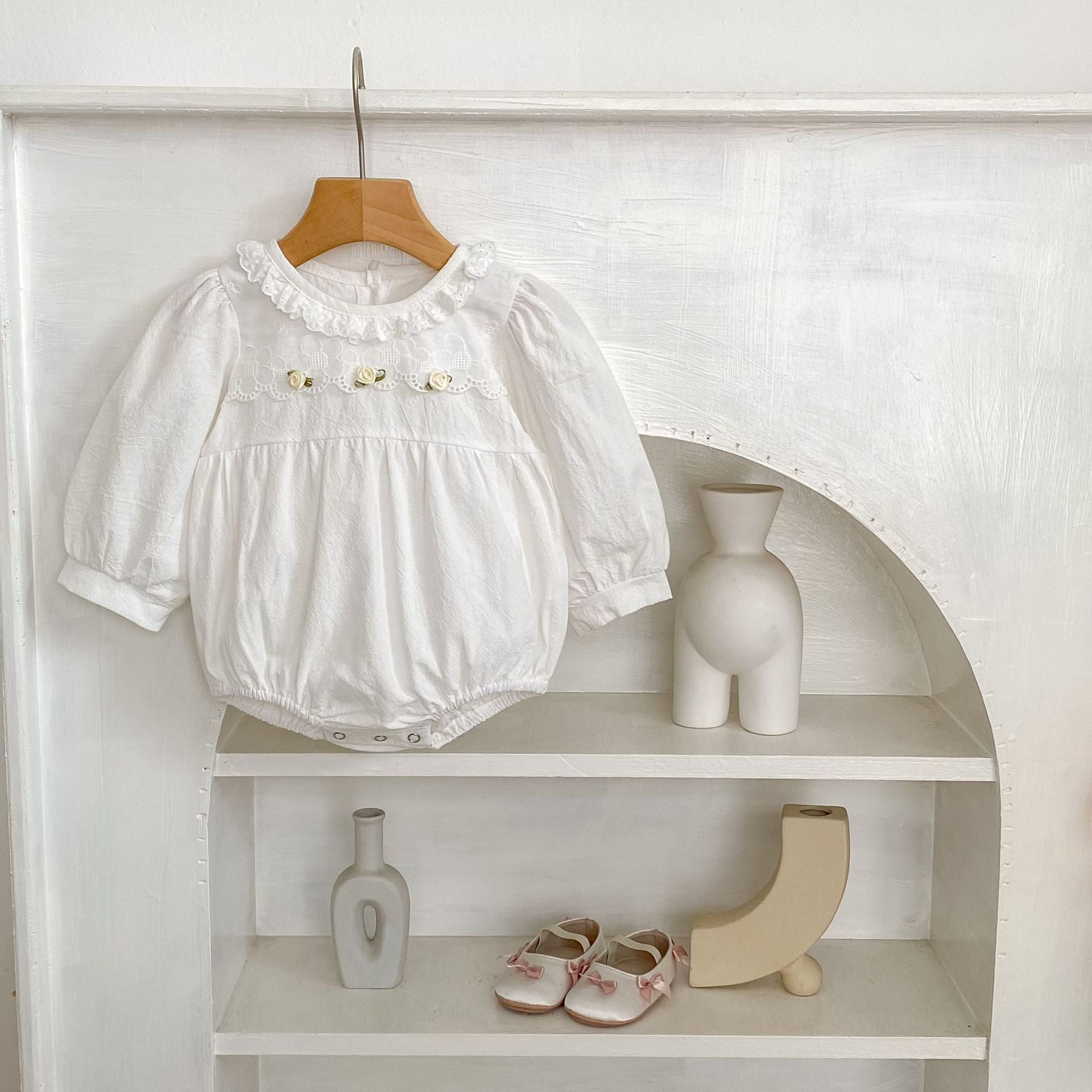 White Baby Bodysuit with Flowers