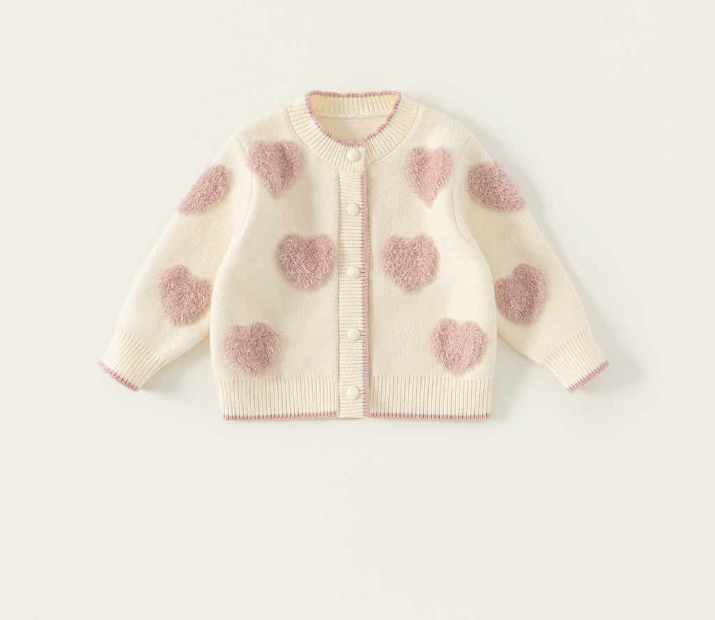Knitted Cardigan with Hearts