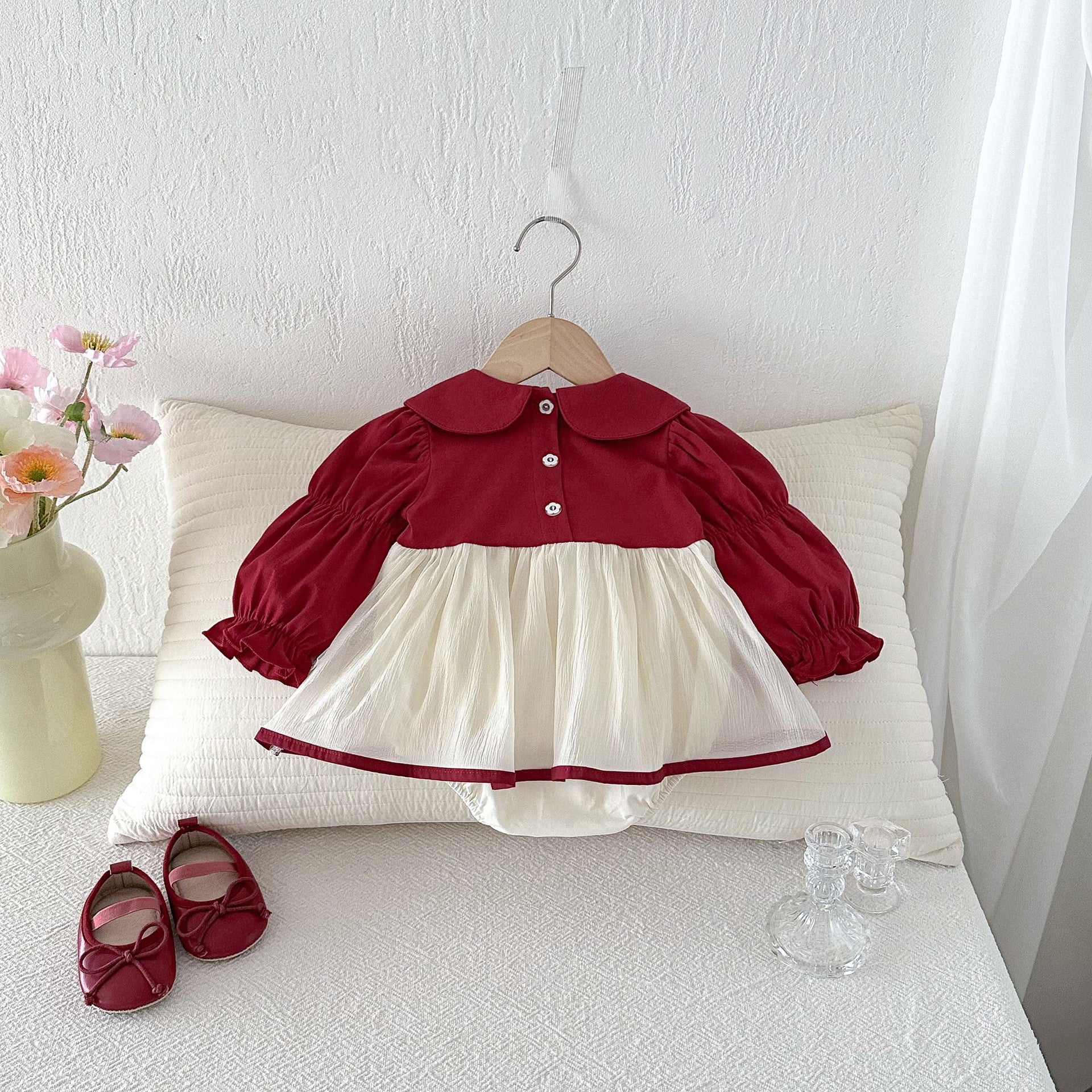 Baby Girl Red Bow Bodysuit Dress