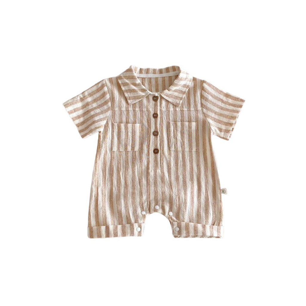 Baby Boys Striped Collared Romper