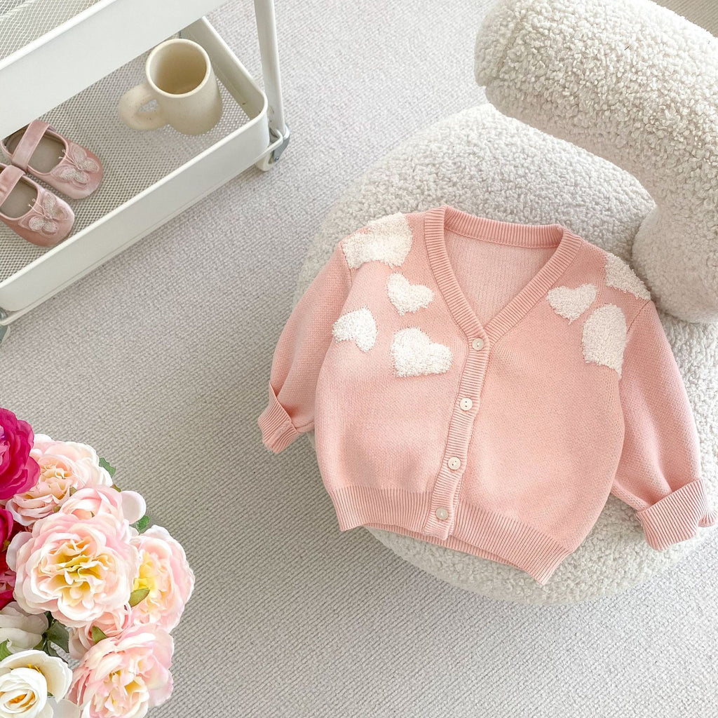 Children's Knitted Cardigan with Love Buttons