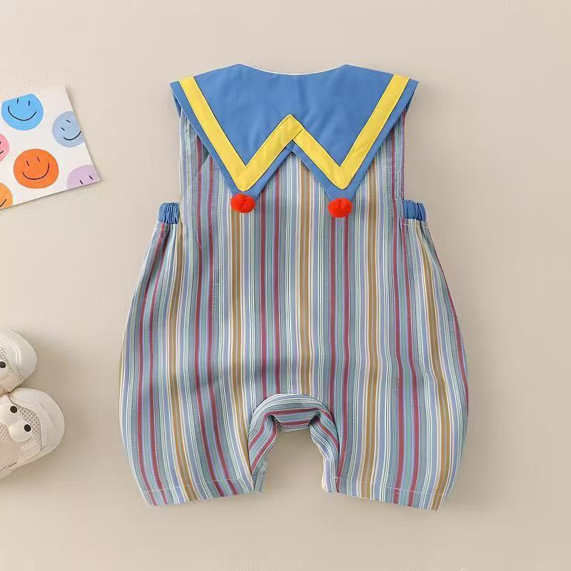 Baby Romper with Stripes and Teddy Bear