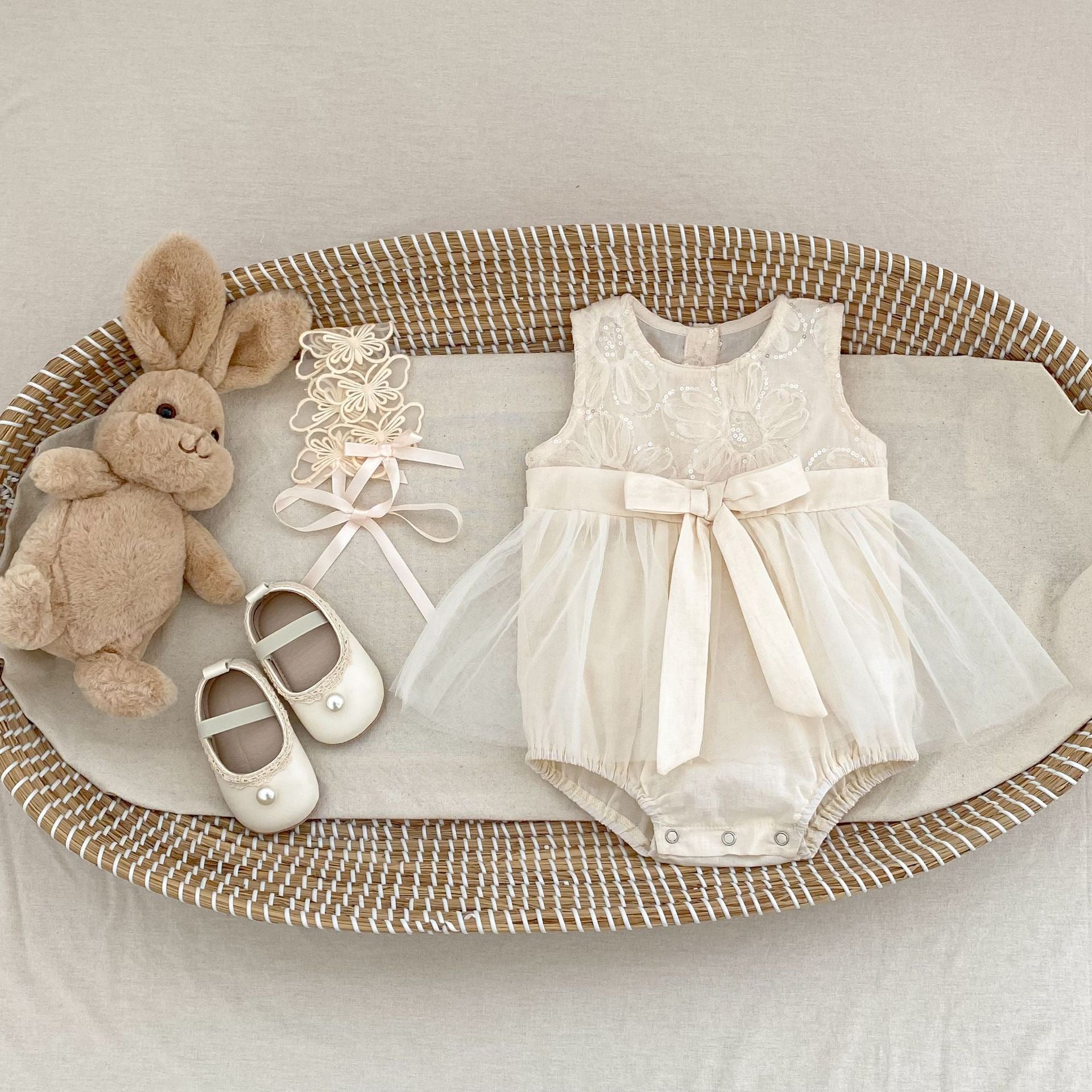 Baby Bodysuit with Flower and Bow