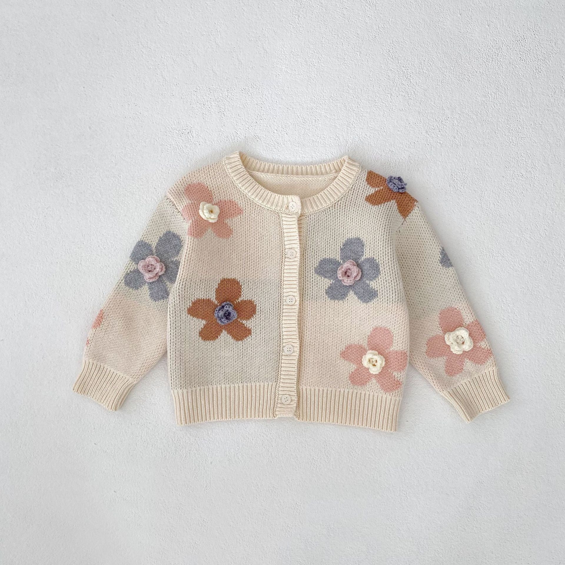 Knitted Cardigan with Flowers