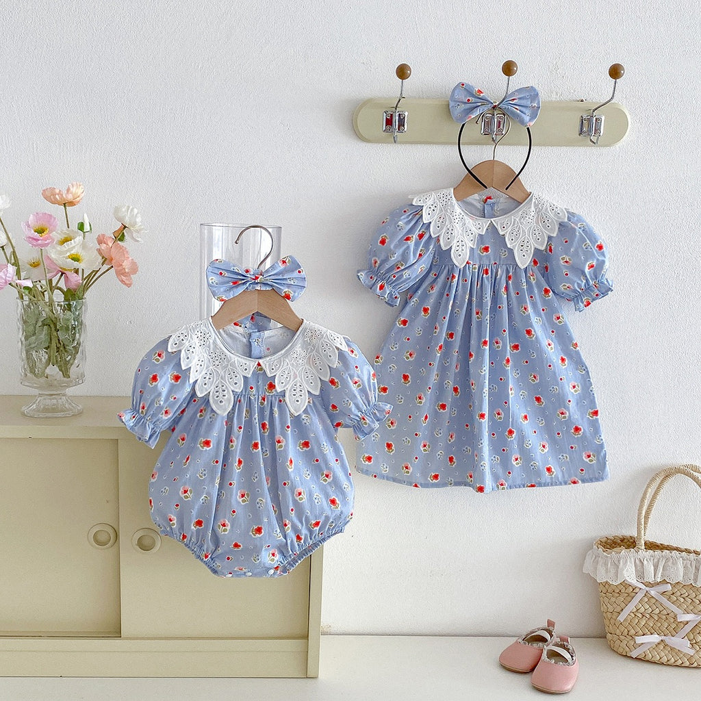 Infant Baby Romper Flying Sleeve Cotton Print Kids Princess Dresses