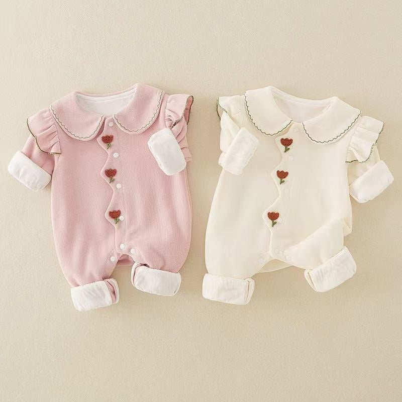 Korean Style Baby Double Layer Romper Autumn Long Sleeve Outfit
