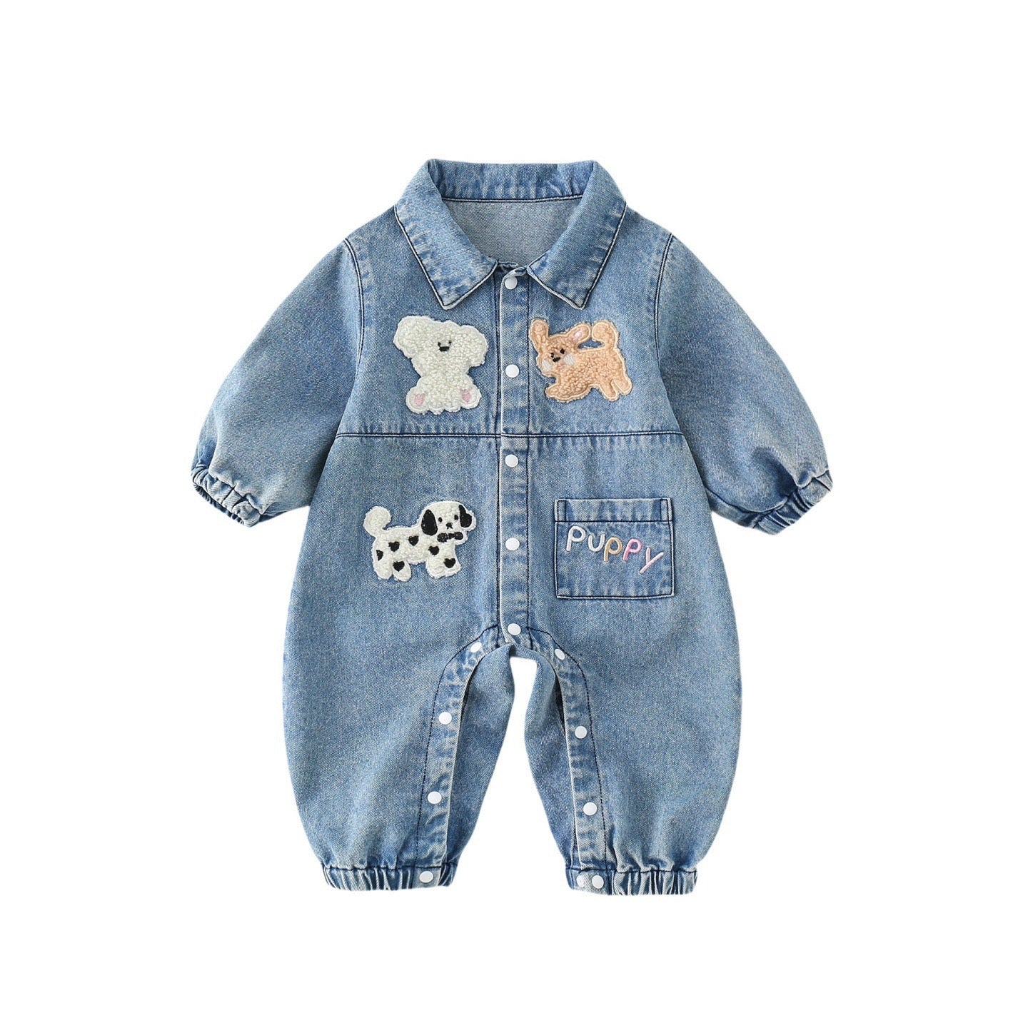 Denim Jumpsuit with Animal Print