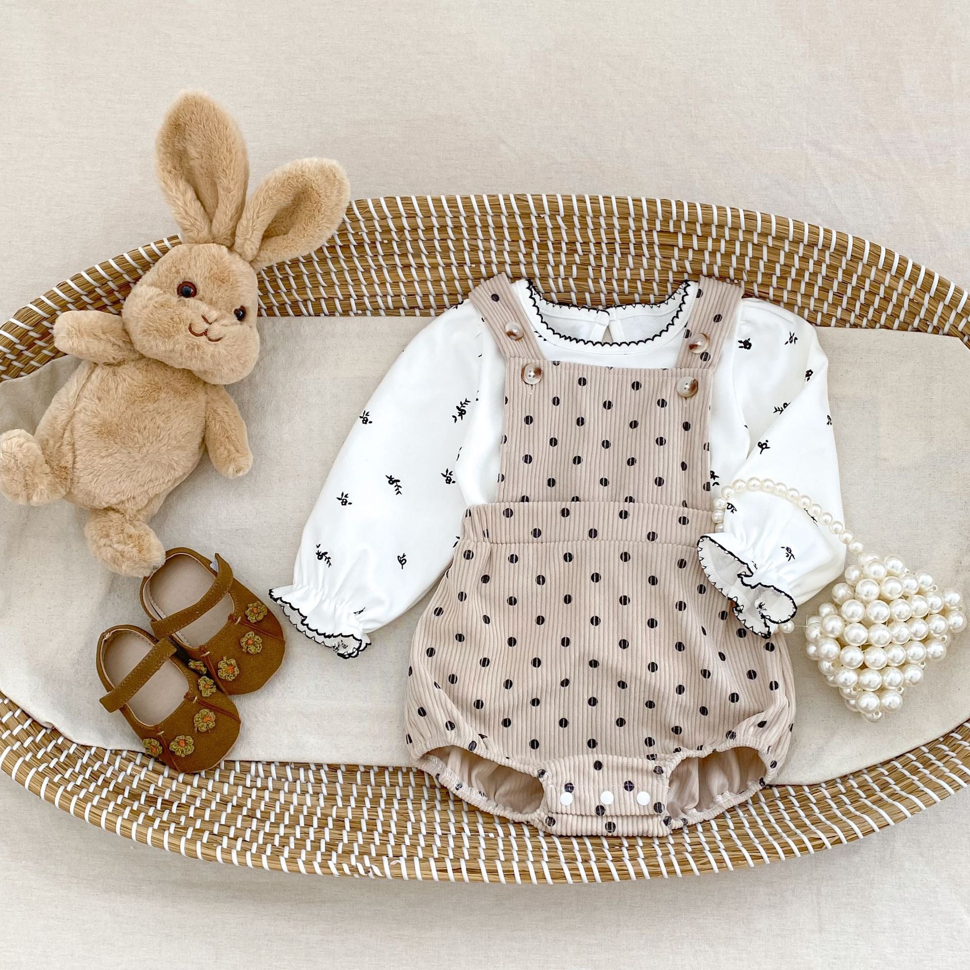 Baby Girl Polka Dot Sleeveless Strap Bodysuit