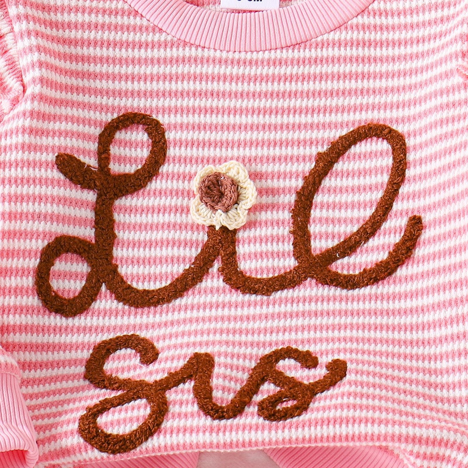 Toddler Girl Valentine Striped Heart Embroidered Set