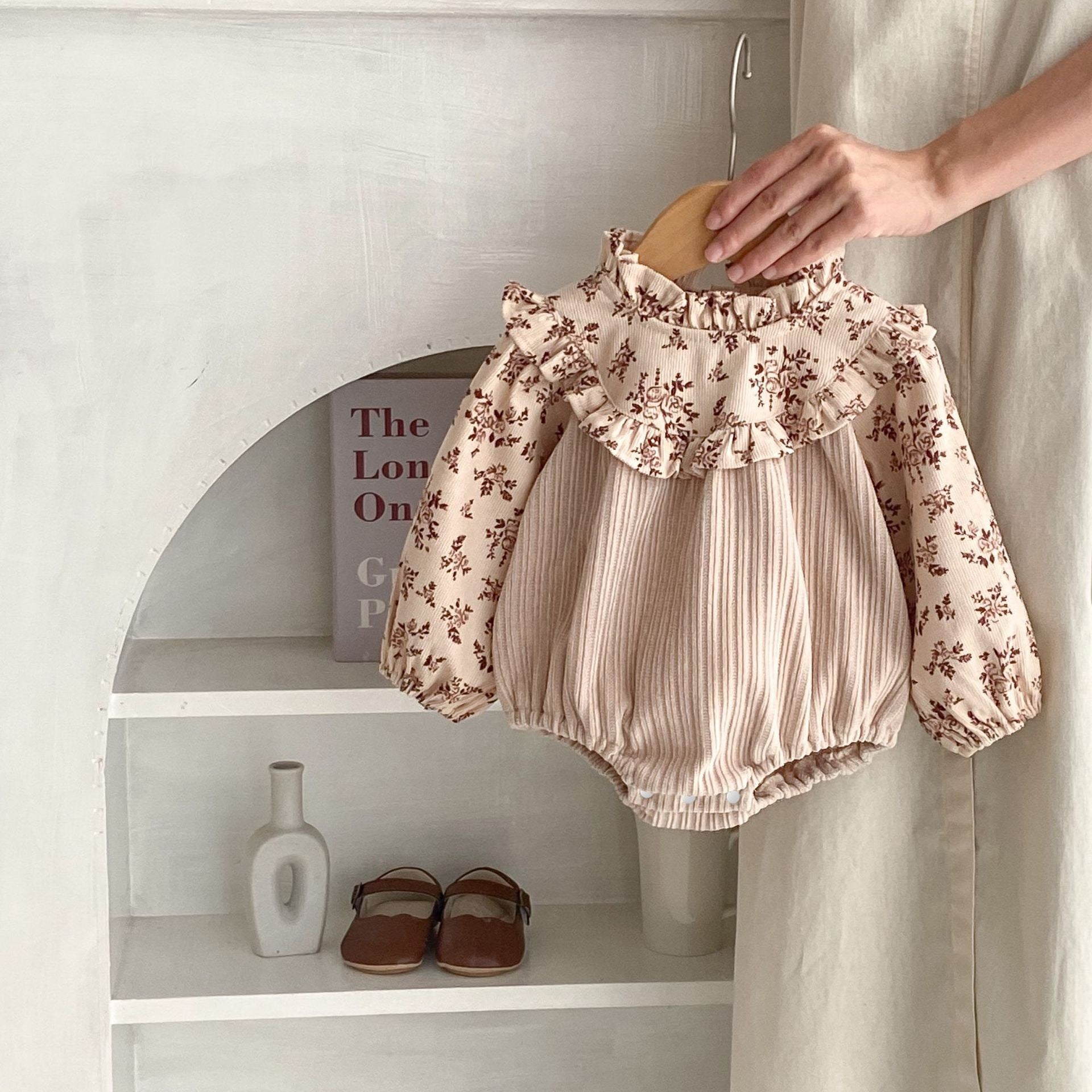 Baby Girl Corduroy Bodysuit with Hat