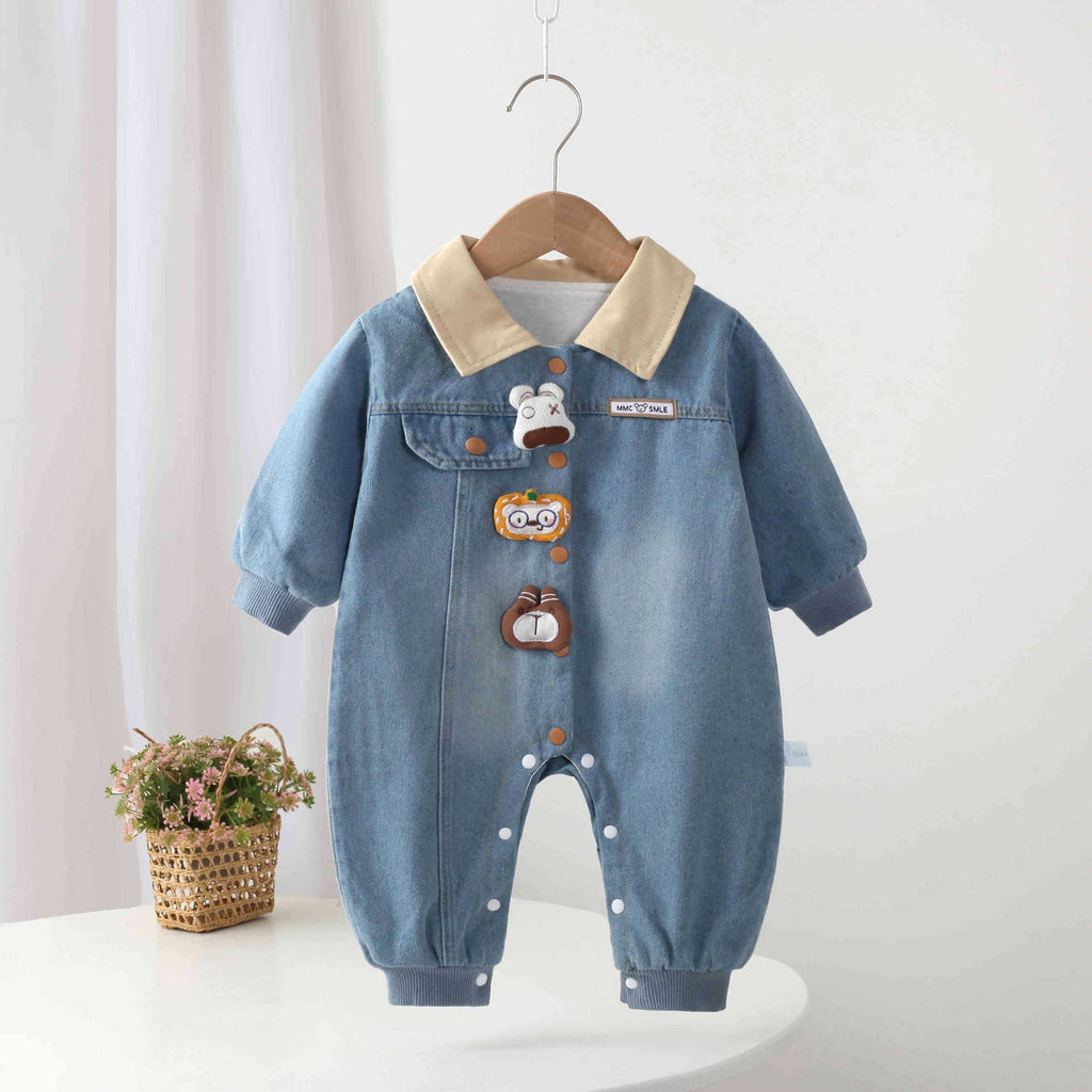Cartoon Denim Baby Romper