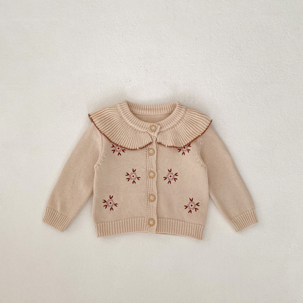 Children's Knitted Cardigan with Little Flowers