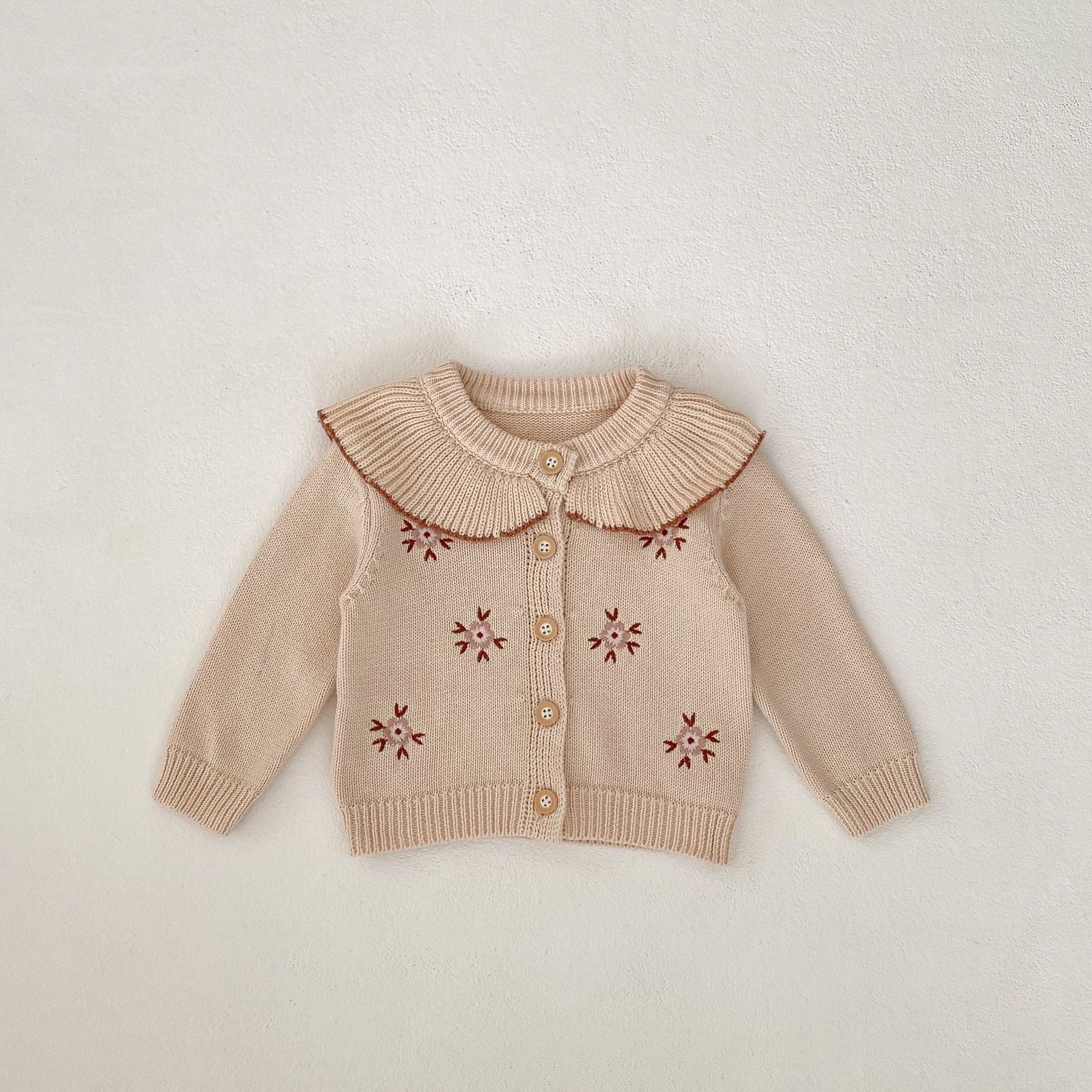 Children's Knitted Cardigan with Little Flowers