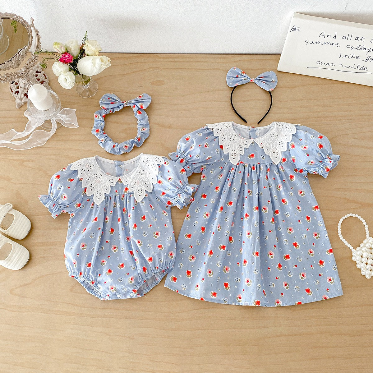 Infant Baby Romper Flying Sleeve Cotton Print Kids Princess Dresses