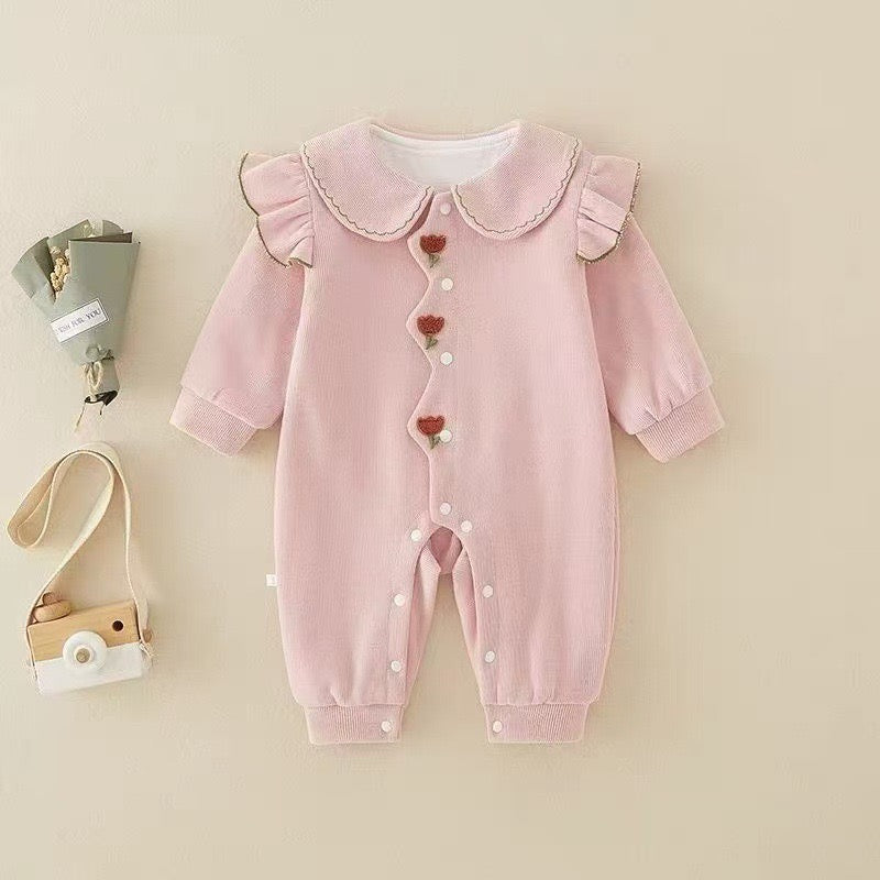 Korean Style Baby Double Layer Romper Autumn Long Sleeve Outfit