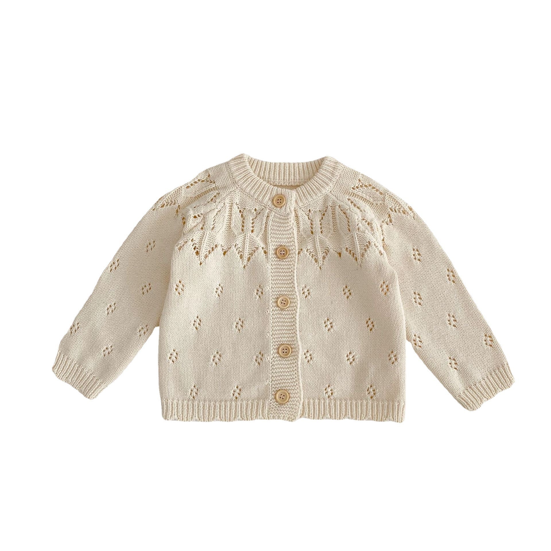 Baby Girls Jacquard Hollow Out Knit Cardigan