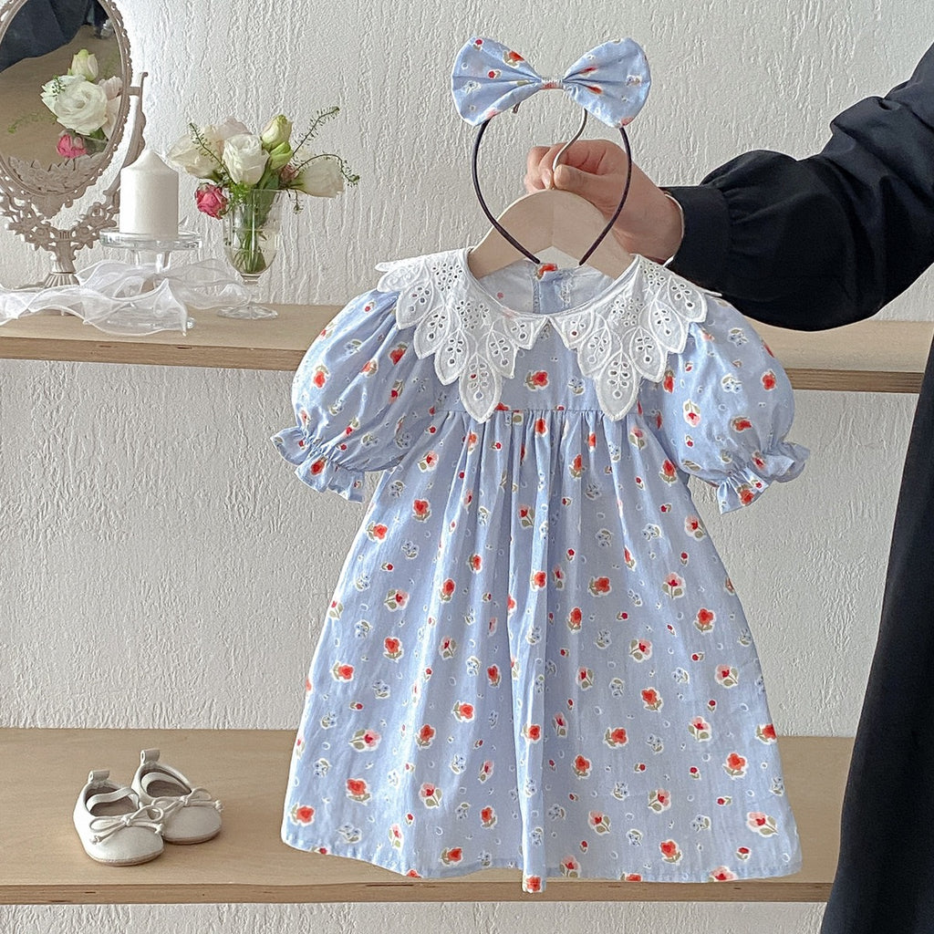 Infant Baby Romper Flying Sleeve Cotton Print Kids Princess Dresses