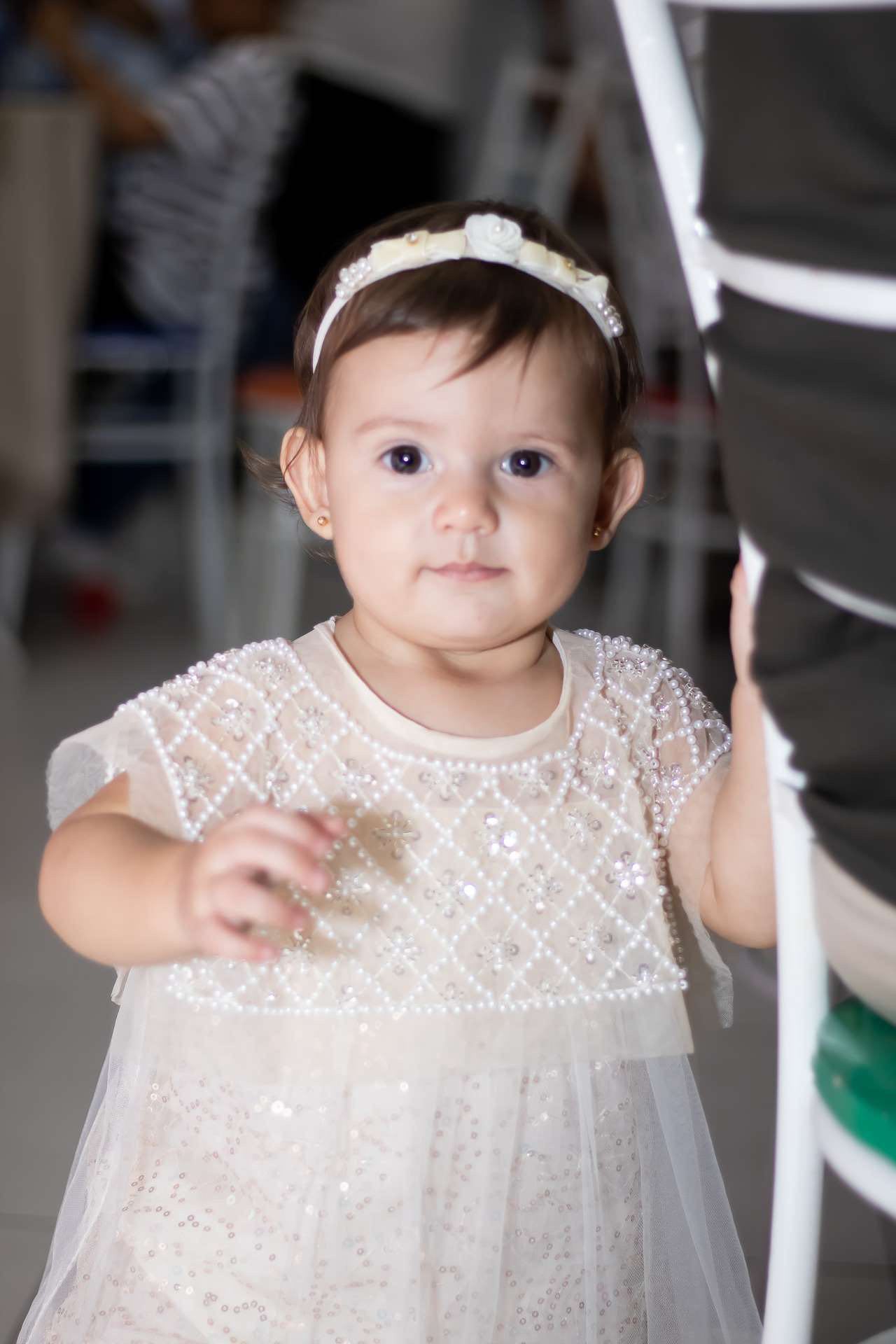 Vestito glitterato per bambine con ruches