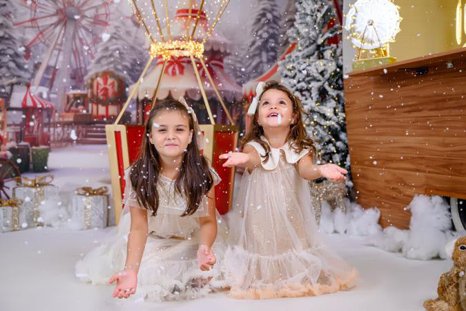 Vestito glitterato per bambine con ruches
