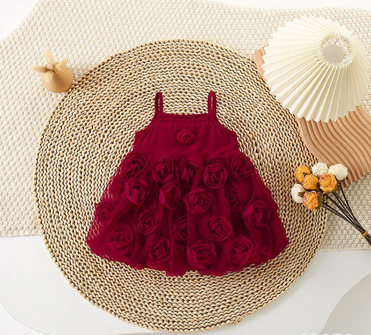 Children's Red Flowers Dress