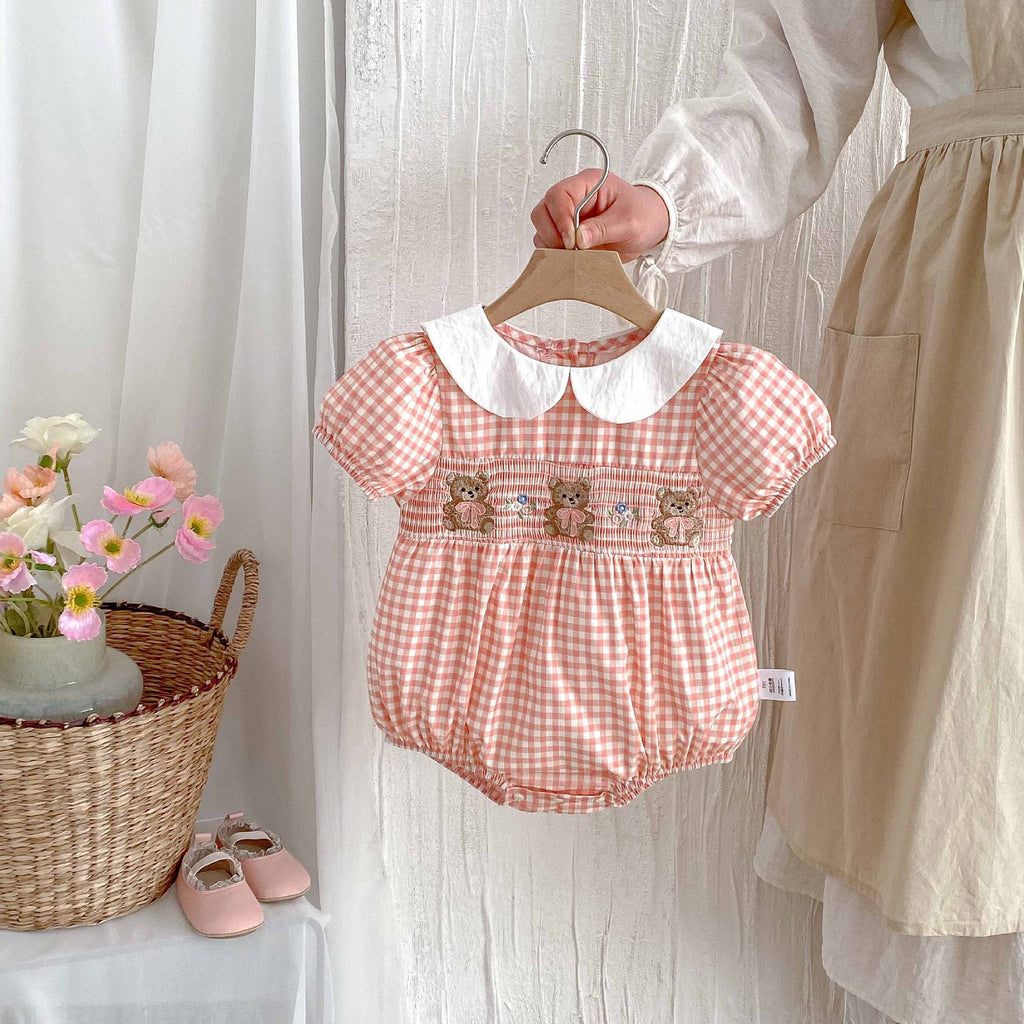 Baby Girl Peter Pan Collar Plaid Romper