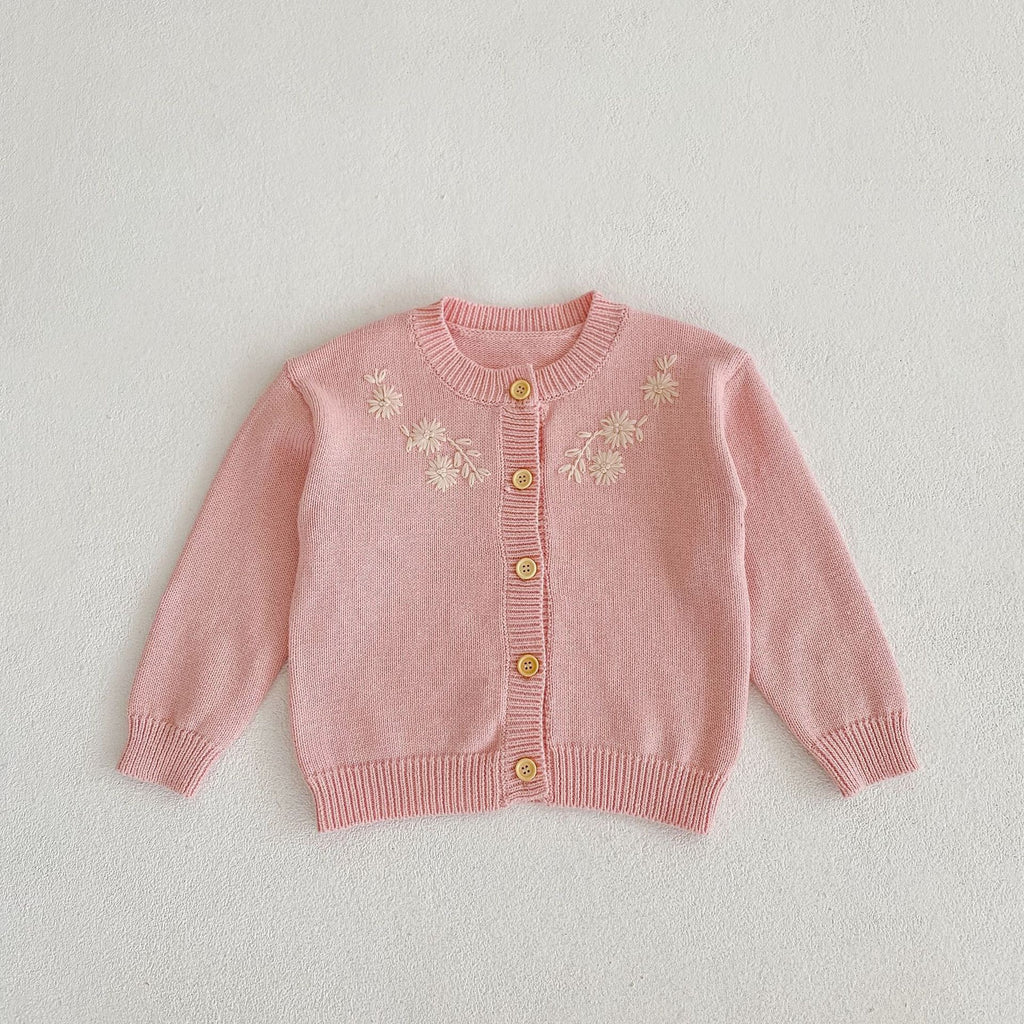 Children's Knitted Set with Embroidered Flowers