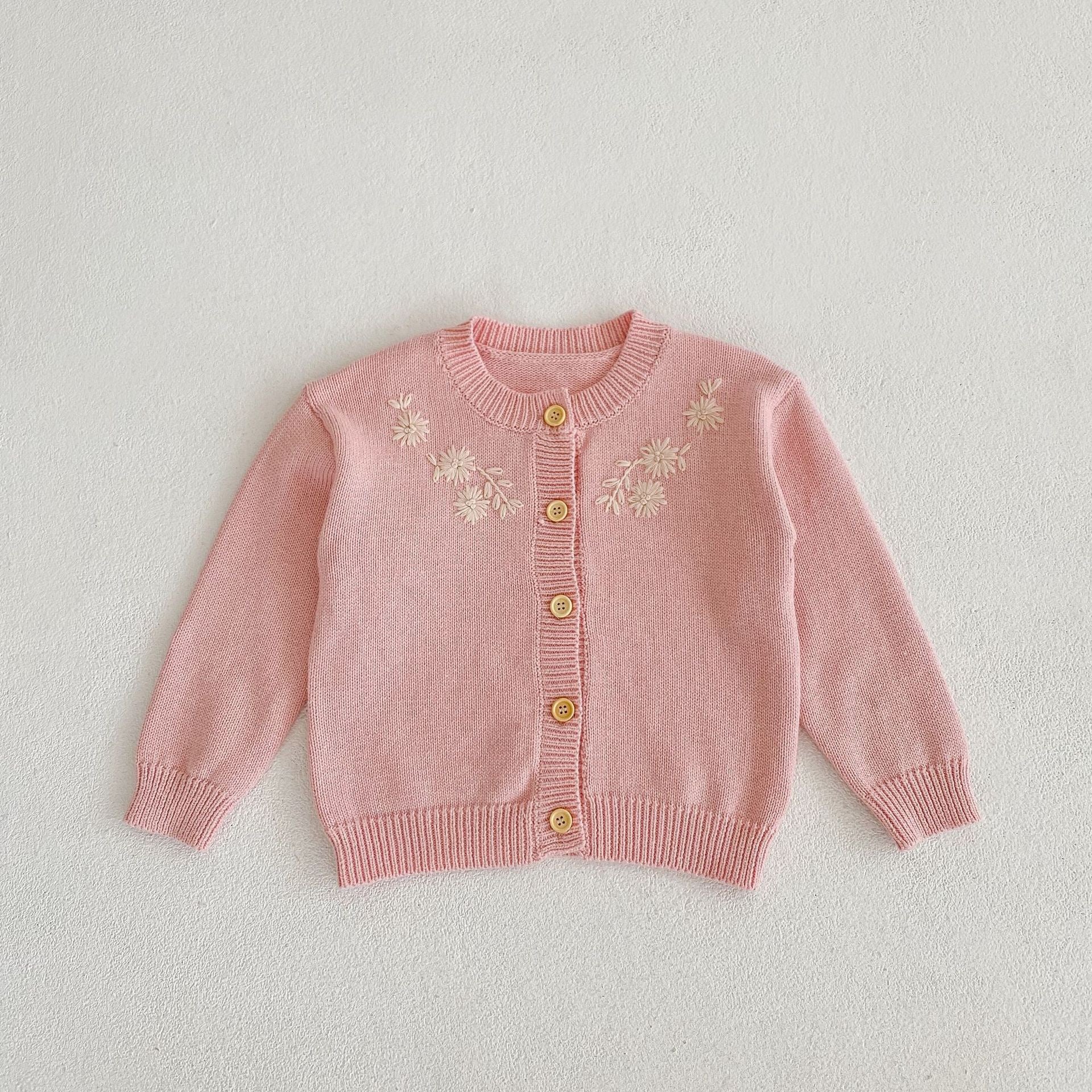 Children's Knitted Set with Embroidered Flowers
