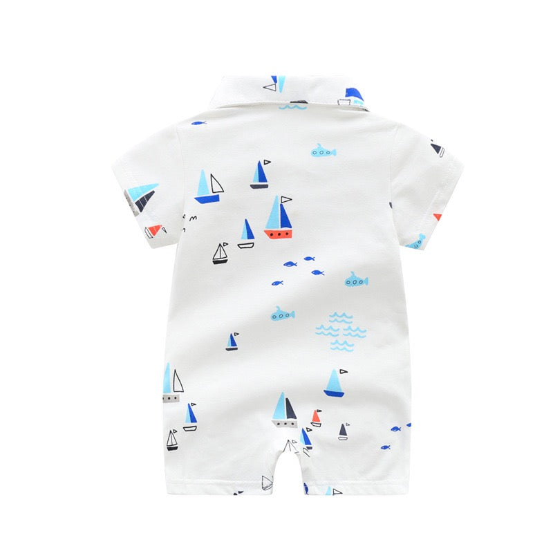 Children's Romper with Prints and Pockets