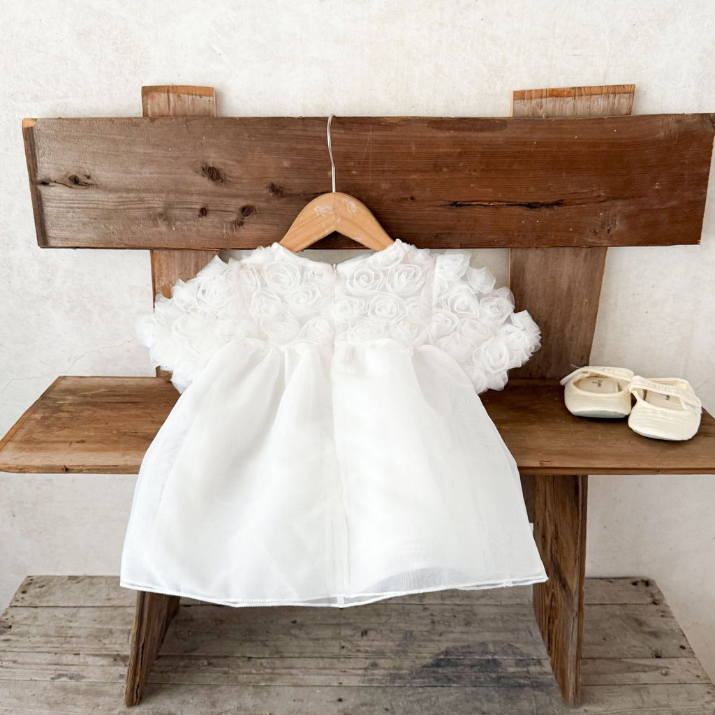Sweet Short Sleeved Lace Flower Fairy Mesh Baby Dress