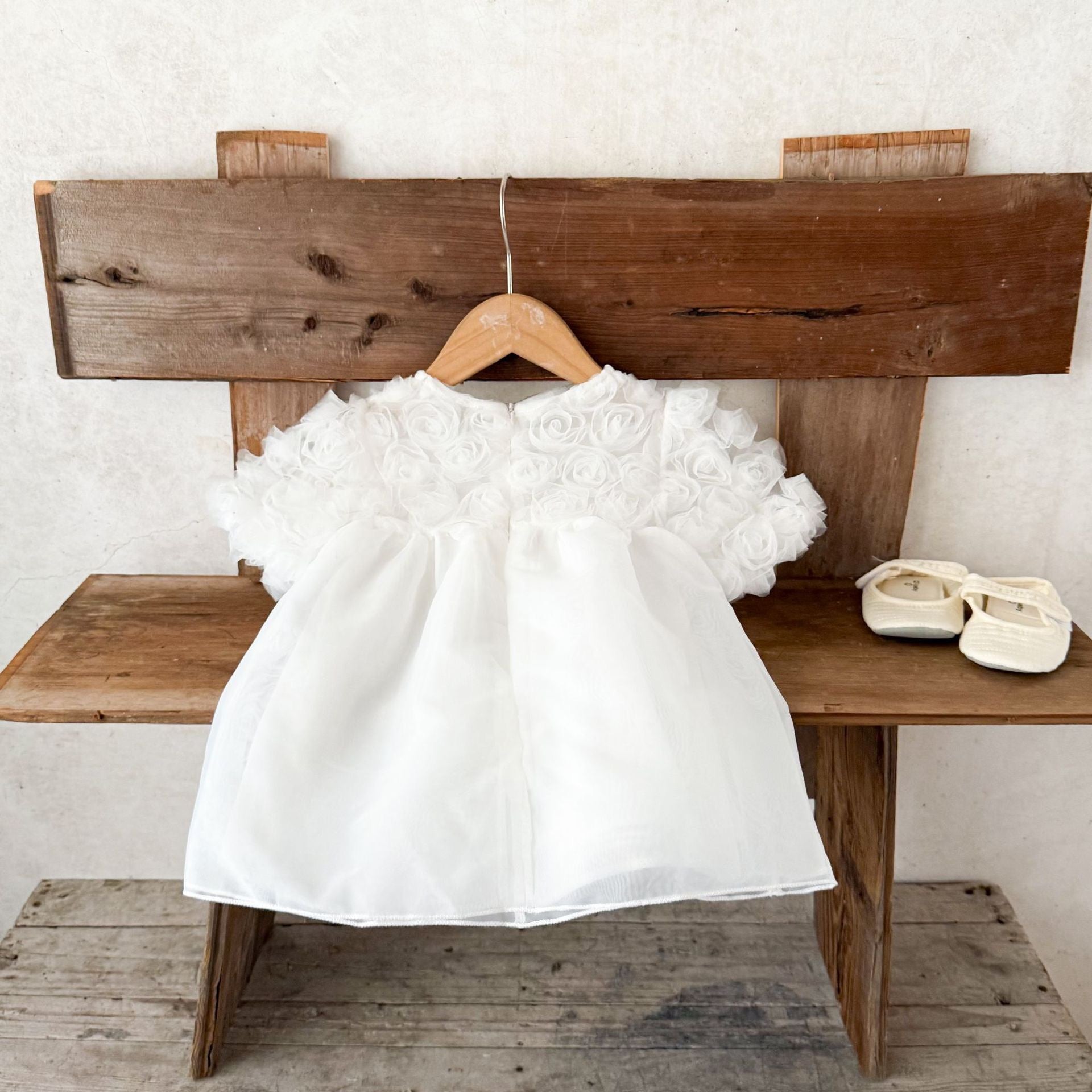 Sweet Short Sleeved Lace Flower Fairy Mesh Baby Dress