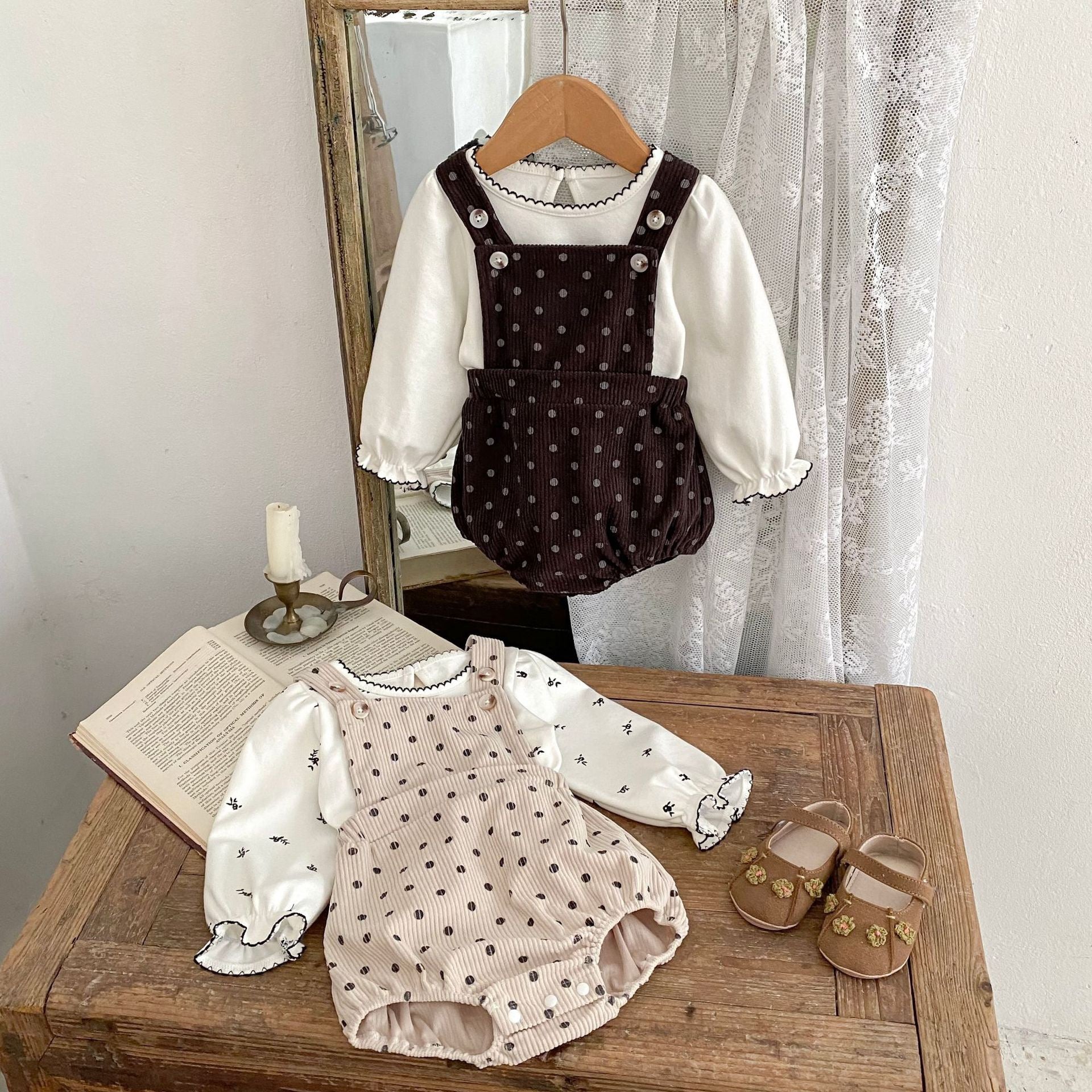 Baby Girl Polka Dot Sleeveless Strap Bodysuit