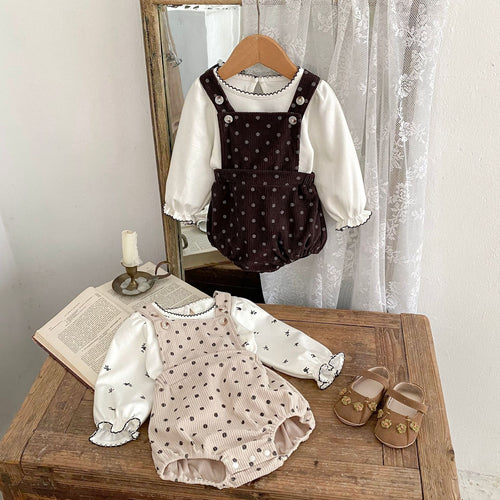 Baby Girl Polka Dot Sleeveless Strap Bodysuit