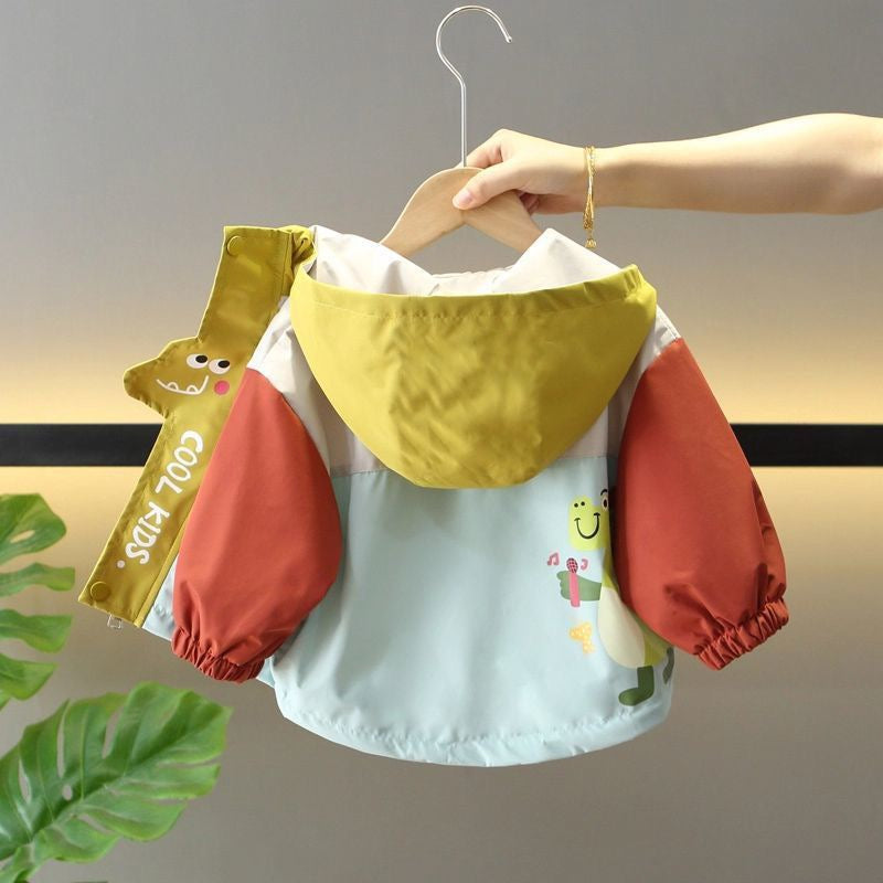 Kids Dinosaur Hooded Windbreaker Jacket
