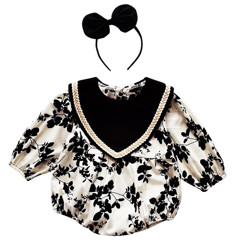 Black Floral Bodysuit/Dress for Women