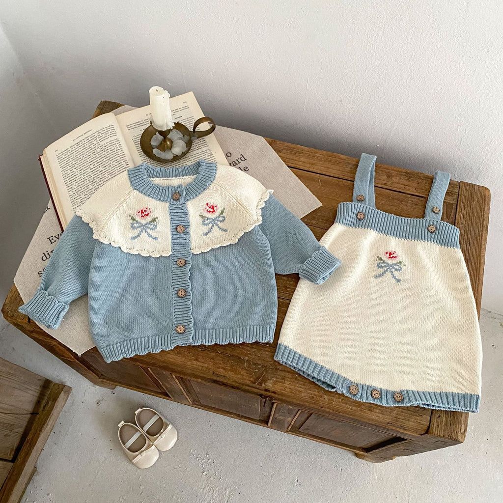 Children's Knitted Set with Bows, 2 Pieces