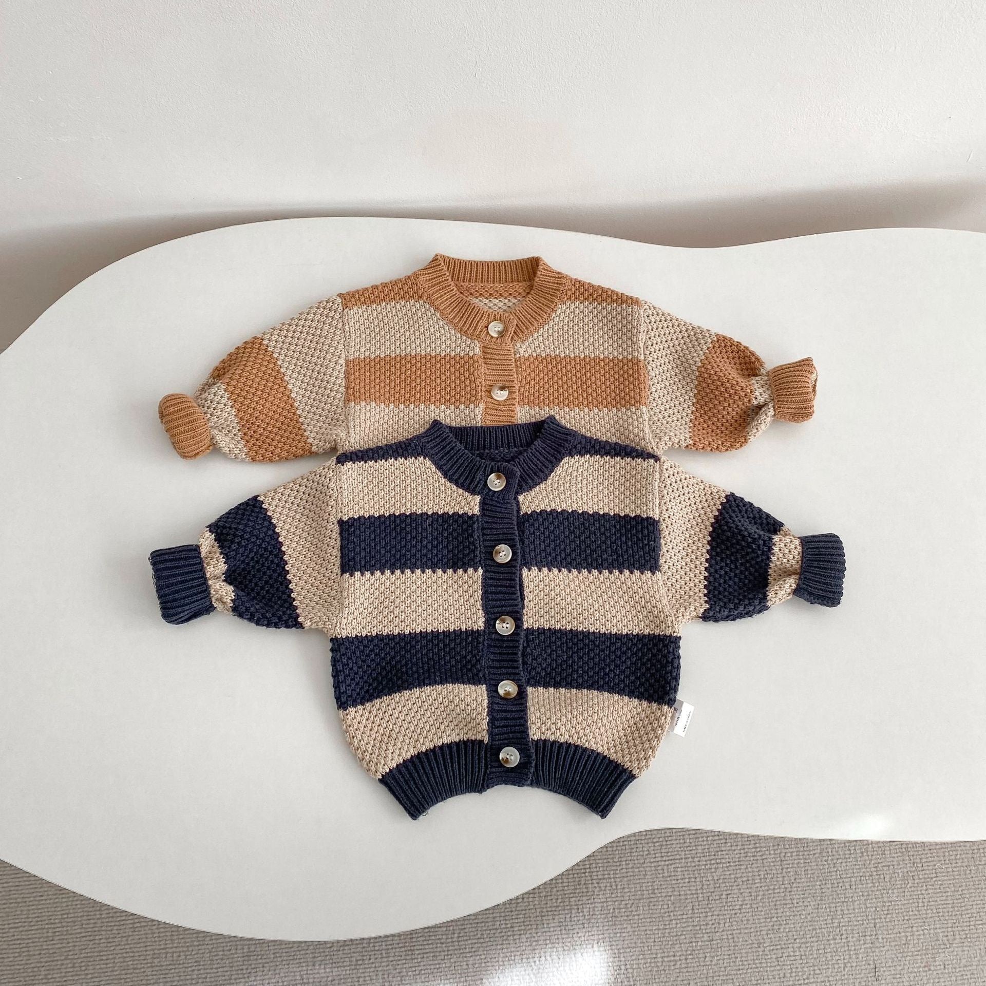 Baby Striped Knitted Cardigan Loose Outerwear