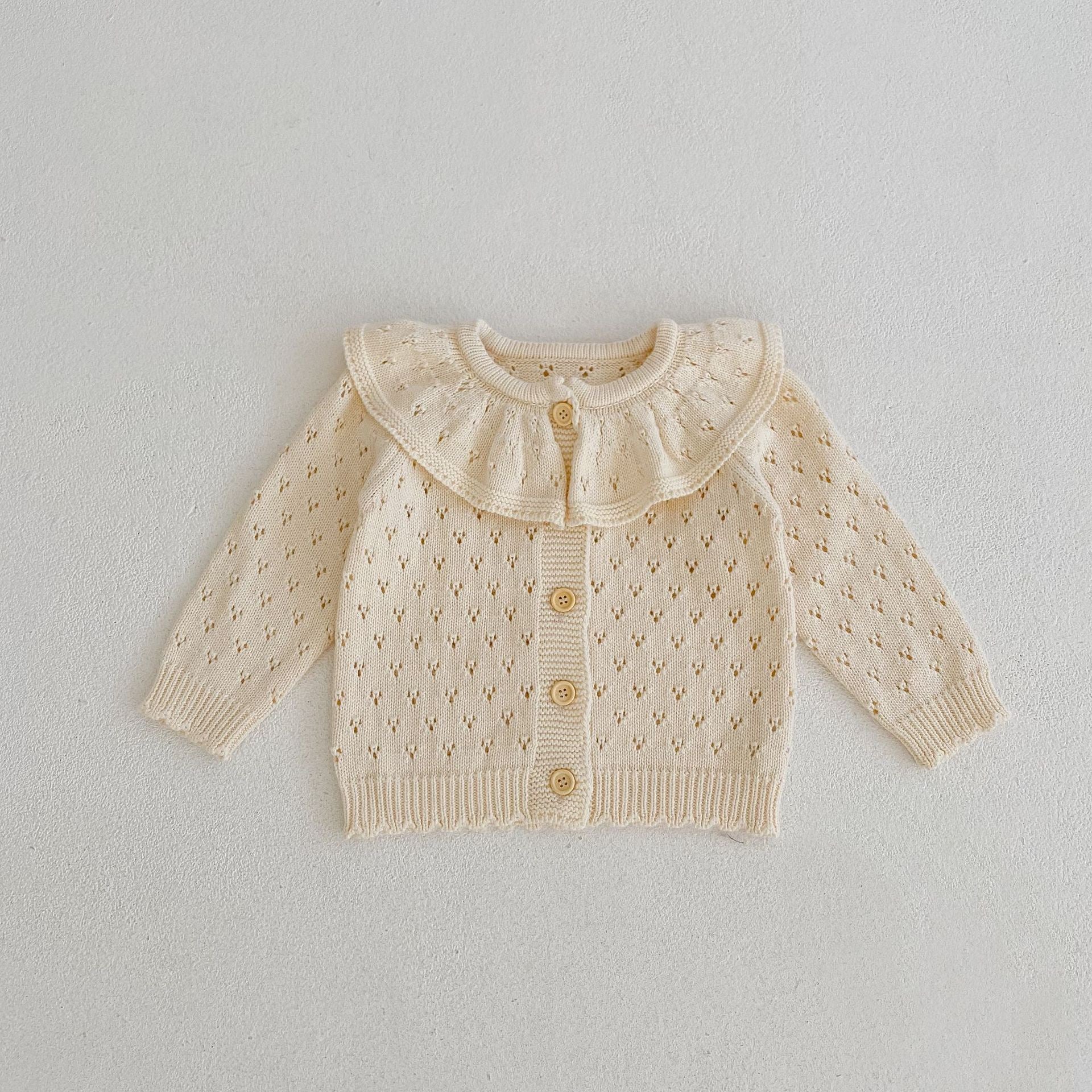 Baby Girls Retro Ruffle Collar Knitted Cardigan