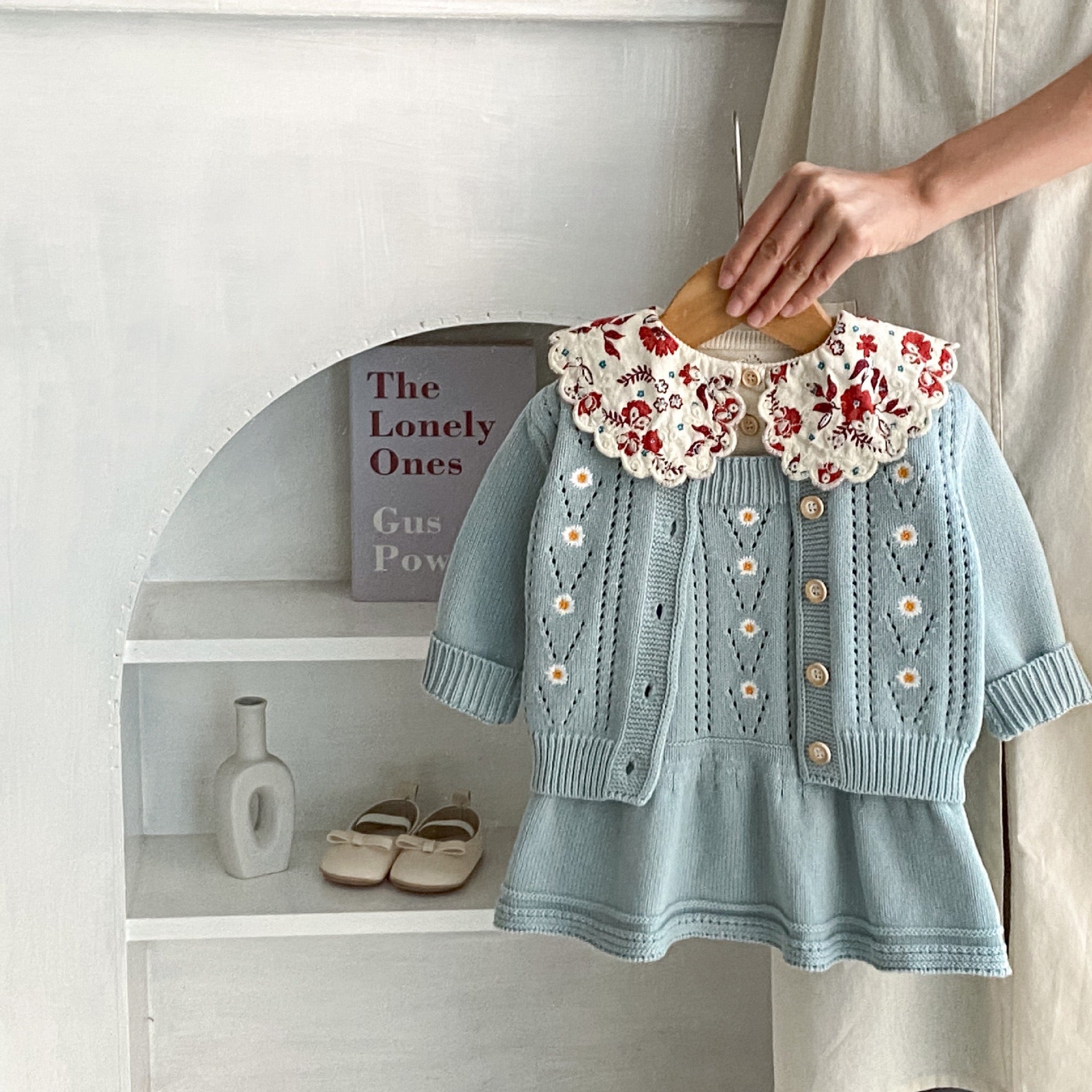 Toddler Girl Daisy Knitted Coat & Skirt Set